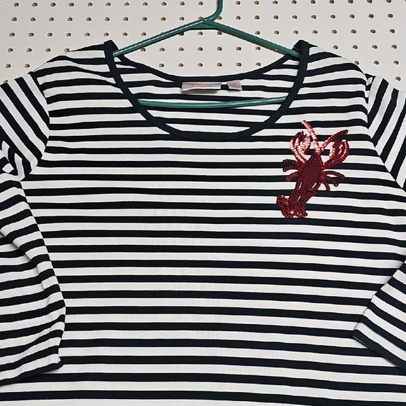 Quacker Factory Striped Lobster Shirt Sz 2X Exc Cond - Picture 1 of 9